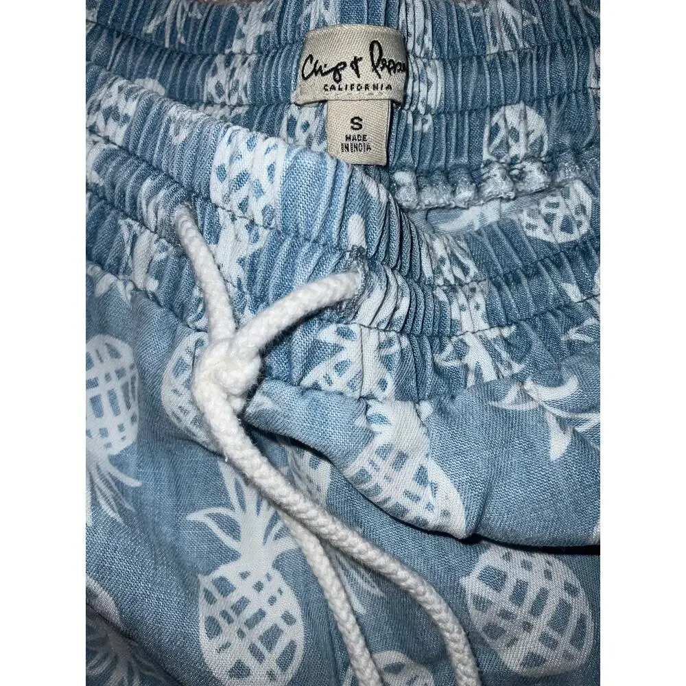 Chip & Pepper Blue and White Drawstring Pineapple Shorts Size S